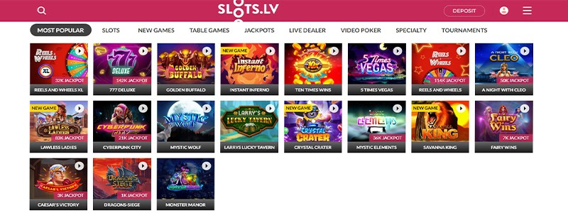slots.lv casino screenshot