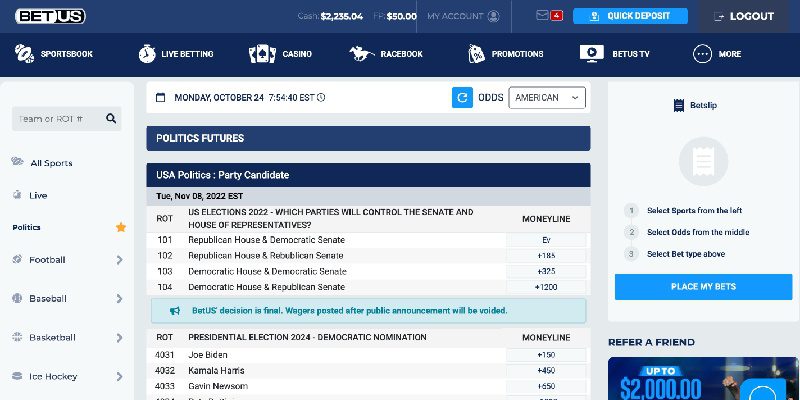 Election betting odds comparison sites steelers broncos game betting line